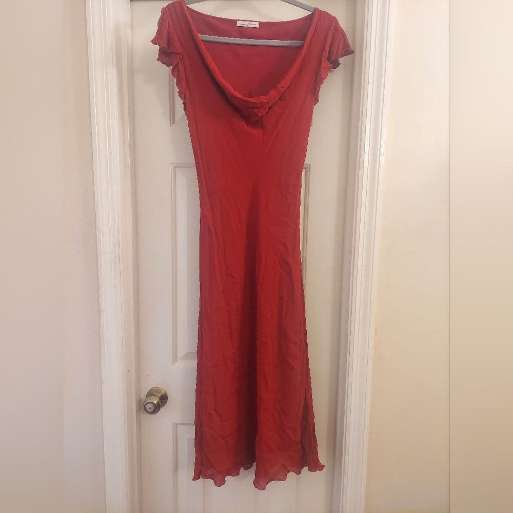 Barami| Vintage Silk Red Midi Dress